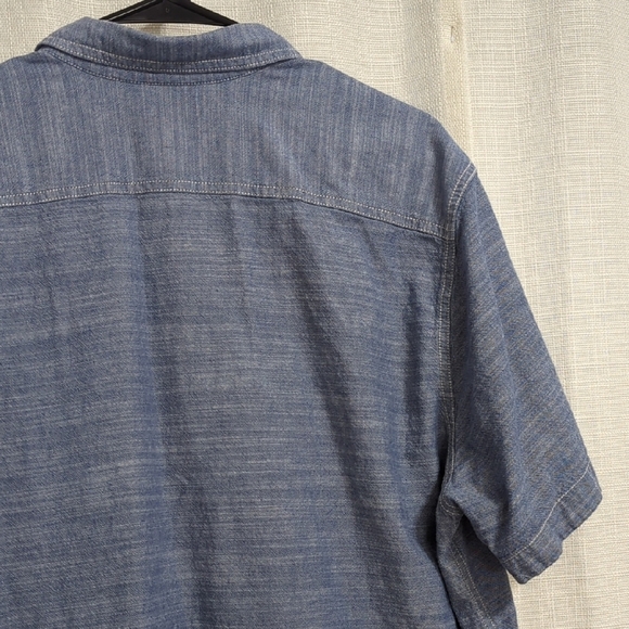 WOOLRICH Men's Buttom Down Shirt XL Blue Short Sleeve Collared Cotton - Picture 9 of 12